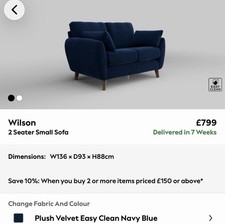 NEXT Wilson 2 Seater Small Sofa BRAND NEW RRP £800 NOW £400