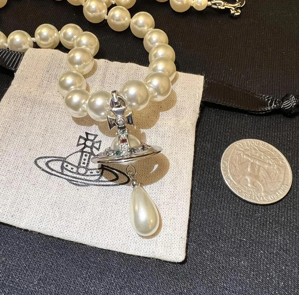 Vivienne Westwood Nana Row Silver-tone pearl Drop choker necklace - Image 4 of 4