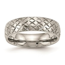 Stainless Steel Polished Textured Ring