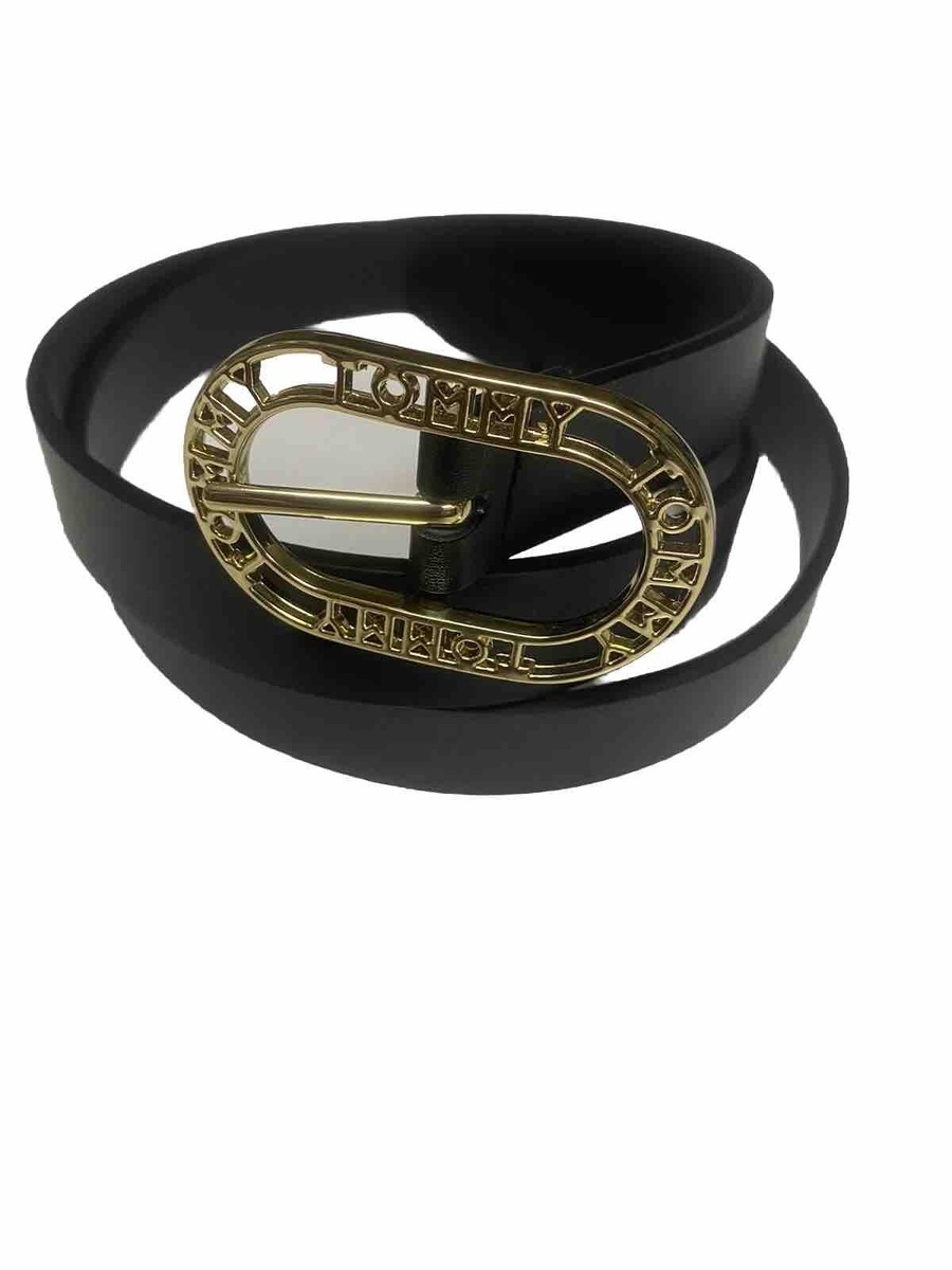 Tommy Hilfiger Womens Black Synthetic Leather Silver Logo Buckle Dress Belt XL‎ Tommy Hilfiger Synthetic Leather Black Belt Womens Size XL  main image 2
