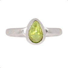 Natural Cabochon Peridot 925 Sterling Silver Ring Jewelry s.7 CR65186