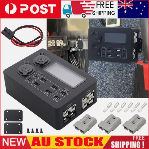 12V 100W Boat RV Car Mini Power Box Control Hub LCD Display USB-C QC3.0 Ports - Picture 3 of 14