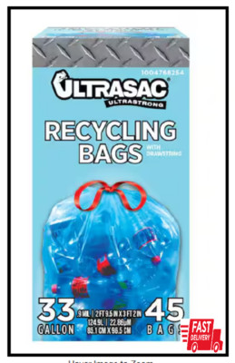 33 Gal. Drawstring Blue Recycling Bags (45-Count)