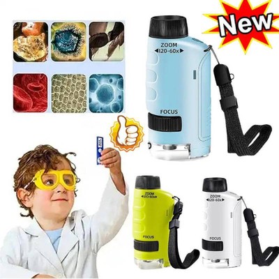 Mini Pocket Microscope Kit Handheld Microscope for Children Science Outdoor Toys