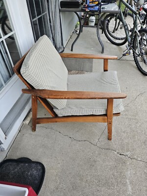 Vintage Mid Century Modern Danish Atomic Eames Era Wood Cigar Lounge Chair MCM