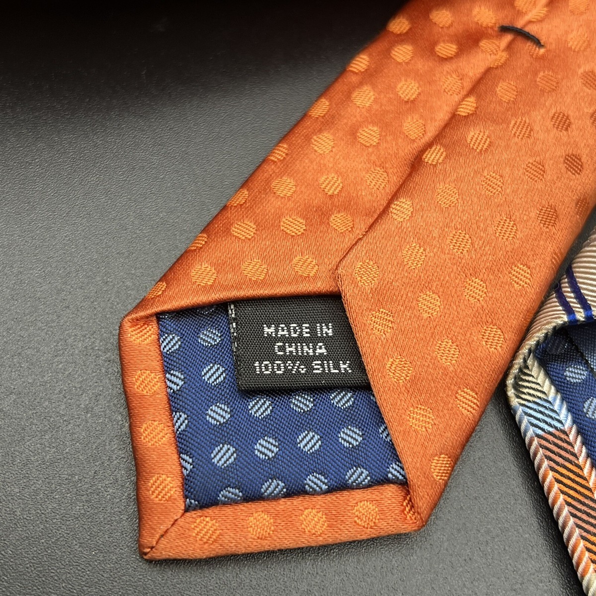 Cravate 100% Soie Verie God - Imprimé Carreaux Orange Et Bleu - Neuve Sous Emballage