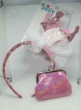 New Girls Sparkly Crown Headband Play Crown Costume Dress up w change Purse