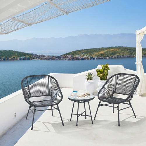 SVITA TULUM Balkon-Möbel 3-tlg. Garten-Möbel Set Balkonstühle mit Tisch - Bild 16 von 34