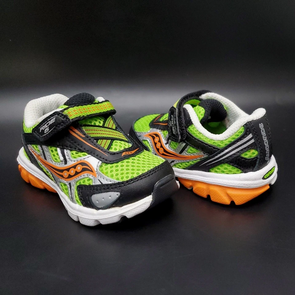 Zapatillas deportivas Saucony gris naranja verde neón BBBY Ride 6 para niño talla 4,5 Foto 2 de 4