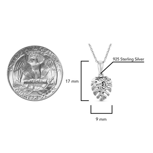 Nature Inspired Monstera Plant Leaf Sterling Silver Pendant Necklace - Picture 5 of 6