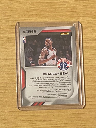Bradley Beal 2020-21 Prizm Sensational Swatches Game Used Jersey Wizards - Picture 2 of 2