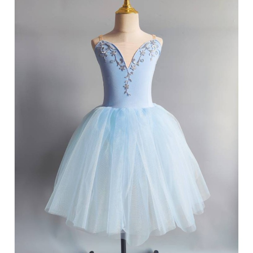 Sky Blue Ballet Tutu Skirt Girls Performance Belly Dance Skirts