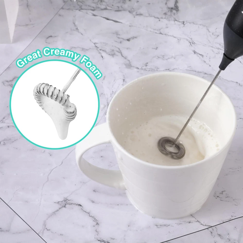 Milk Frother Handheld Double Whisk Foam Coffee Maker USB Rechargeable Electric