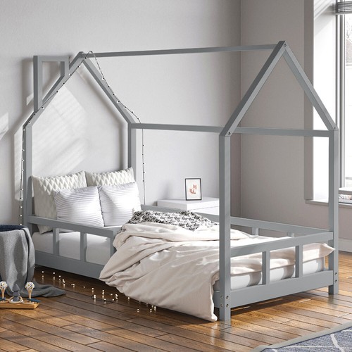Solid Pine Wood Treehouse Single Bed Frame Kids Bed Child Floor Bedframe Bedroom - Picture 14 of 14