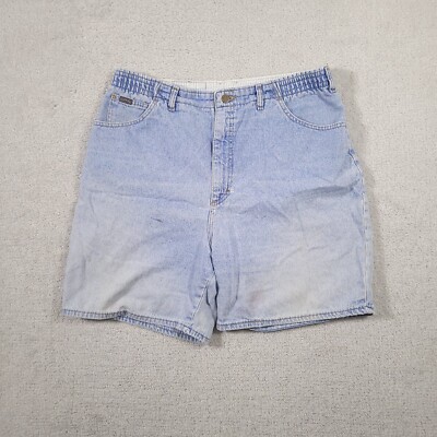 VTG Lee Rider Jean Shorts Womens 20W Medium High Rise Light Blue Faded Stained