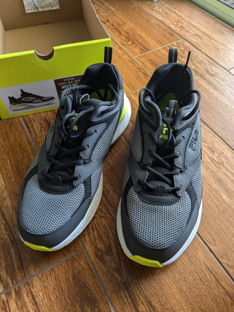 FILA Men's Rapidrise Everse Sneaker Shoes Black/Grey/Yellow Size 11