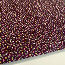 Vintage Rosebuds Florals on Purple Unbranded Cotton Fabric by the HALF YARD