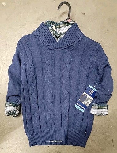 Gap Kids Boys Sweater Shirt Set Size S 6/7 Blue/Green - Picture 2 of 2