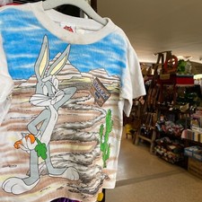 1990s Vintage BUGS BUNNY Kids All Over Print T-shirt Looney Tunes Childrens Tee