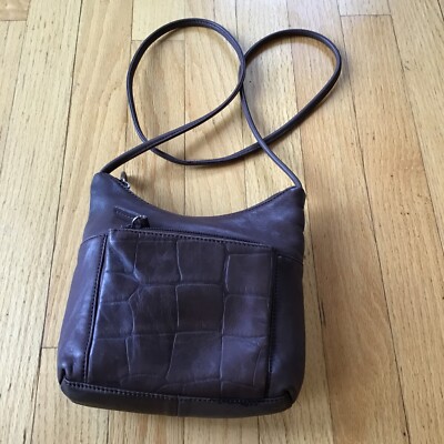 Stone Mountain brown leather small crossbody purse, Exterior Zip Pocket