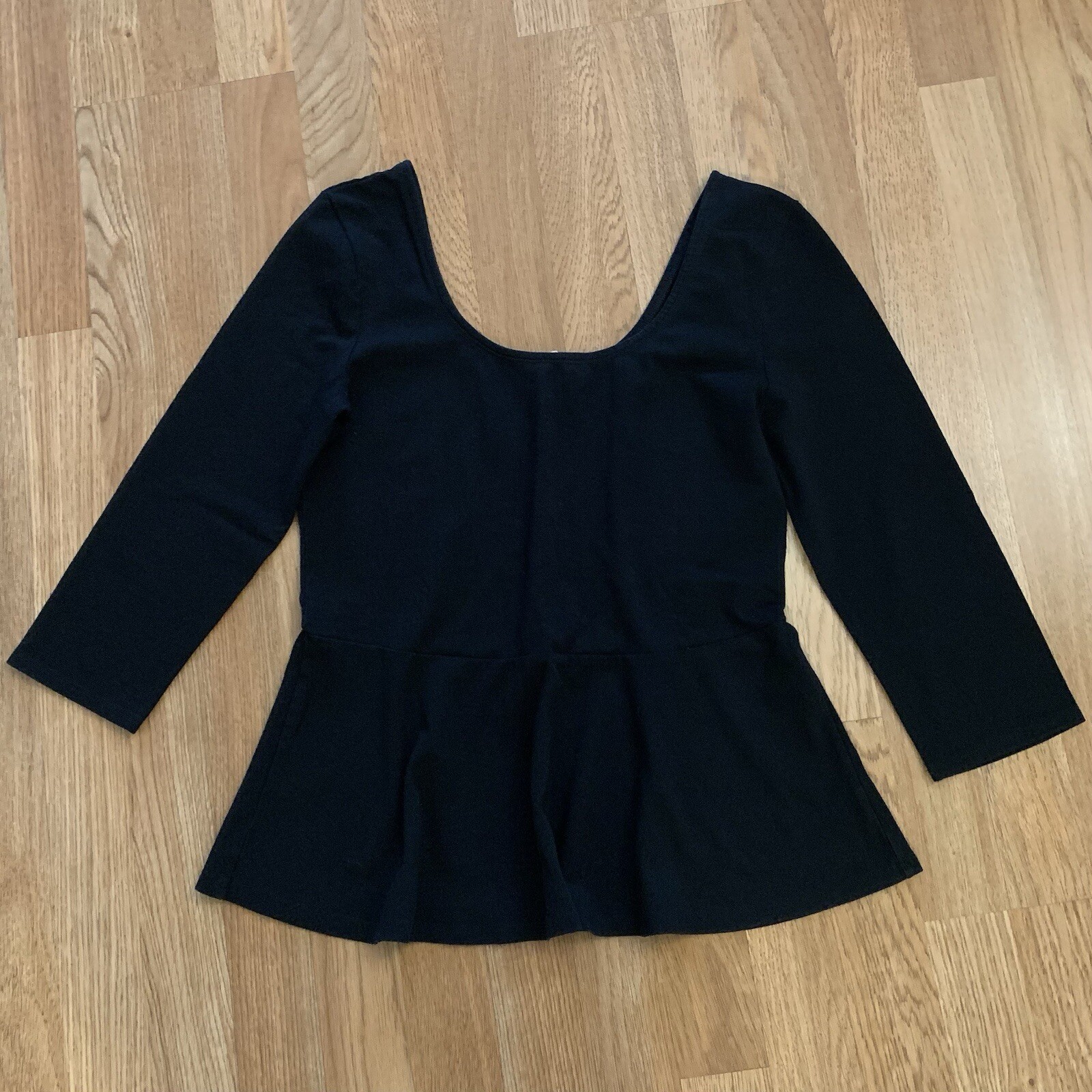 Woman’s Size Large Express Blouse, Black Scoop Ne… - image 1