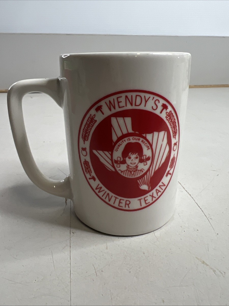 Rare Wendys Hamburger Fast Food Restaurant Coffee Cup Winter Texan