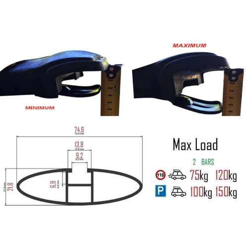 Roof Rack Cross Bars Black Set for BMW 3 Series E91 Touring 2005-2012 - Picture 13 of 15