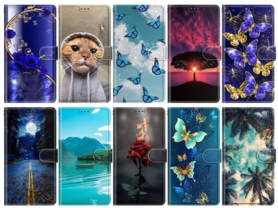 Butterfly Cat Rose Moon Wallet Phone Case For Samsung A34 A24 A12 A32 A13 A14 5G