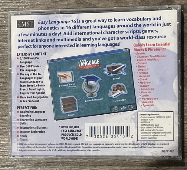 IMSI Easy Language (16 Languages) PC-CD Windows 95-XP - NEW CD - Image 2 of 2