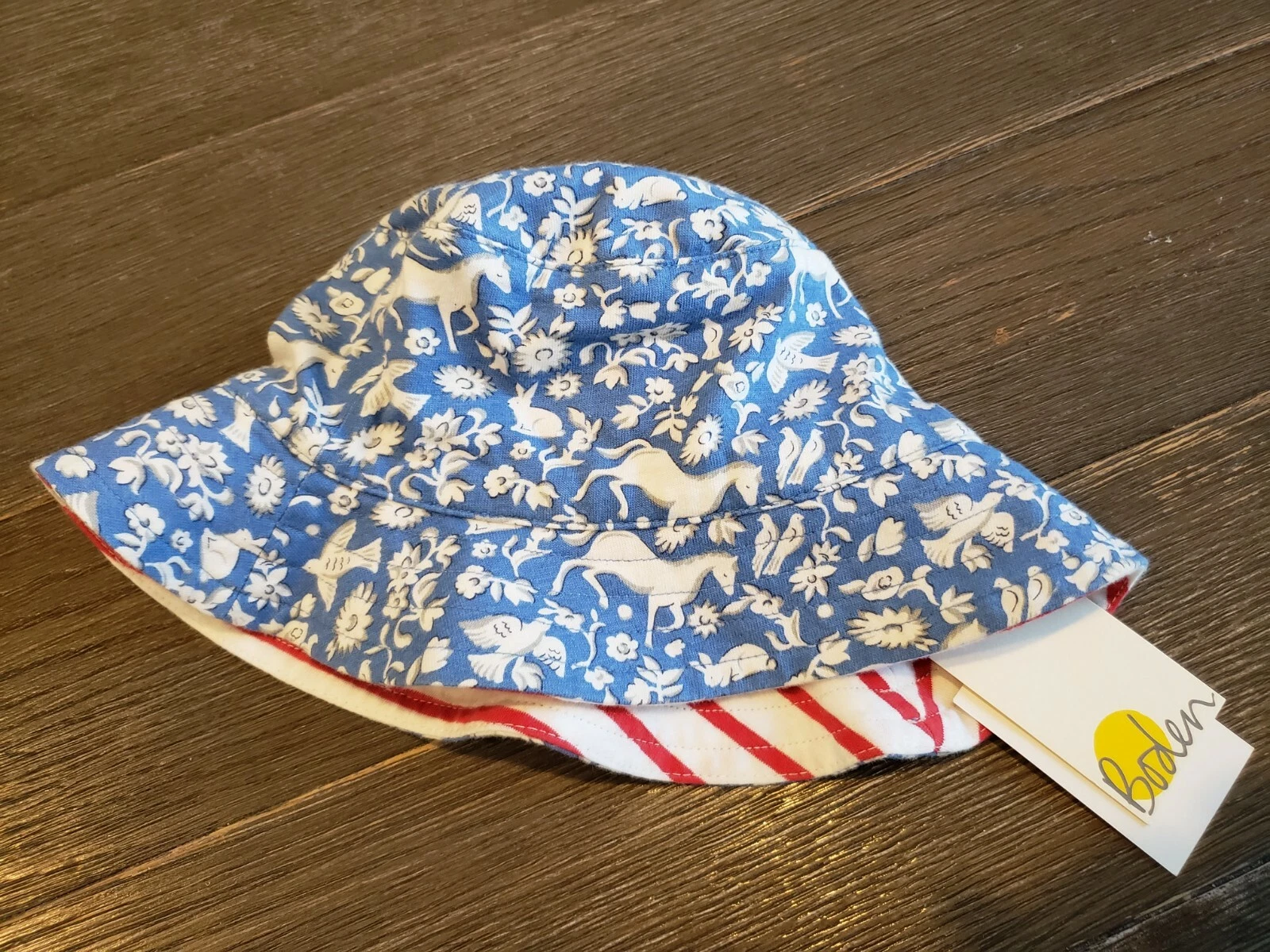 NWT Mini Boden Print Reversible Sun Hat (Baby girls) SX