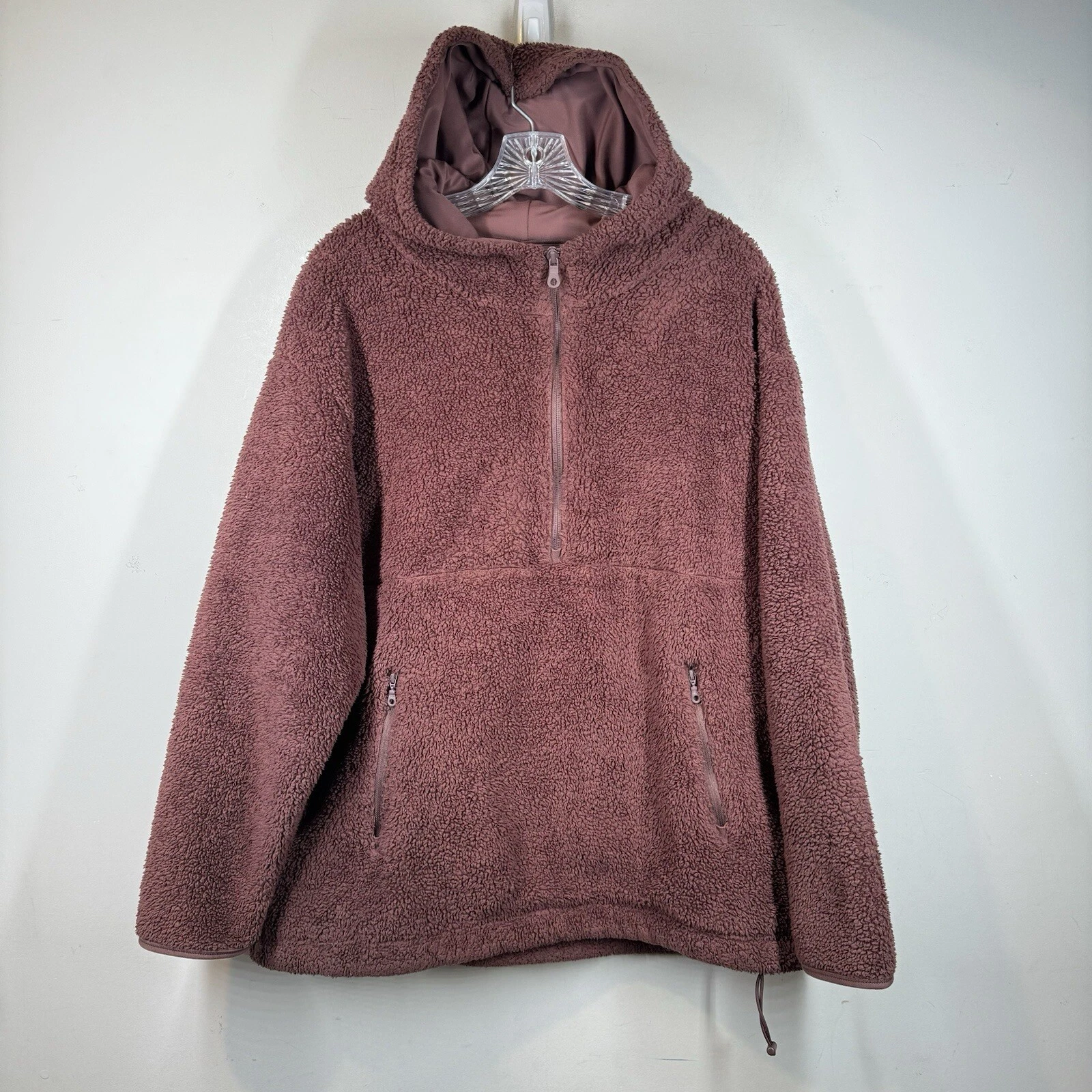 girlfriend-collective recycled half-zip fleece sherpa hoodie jacket