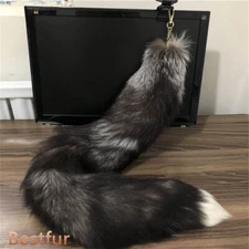 28"47"39" Real Natural Silver Fox Fur Tail Real Fox Fur Keychain Cosplay Toys