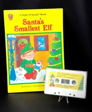 Sight N Sound Christmas Book Santa's Smallest Elf  Read Along Cassette Tape VTG