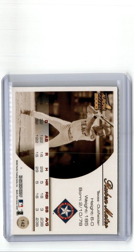 2000 Pacific Aurora Premiere Date Ruben Mateo Rookie 26/52 Texas Rangers #142 - Image 2 of 2