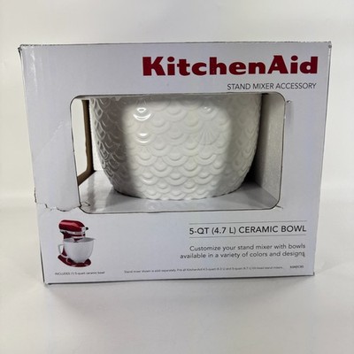 KitchenAid KSM2CB5 Ceramic Stand Mixer Bowl 5-Quart White Mermaid Lace New