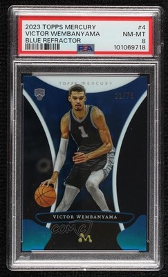 2023-24 Topps Mercury Blue Refractor 21/75 Victor Wembanyama #4 Rookie RC 9o3