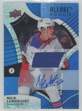 2021-22 UD Allure Nils Lundkvist 106 Base Blue Line /75 RC Auto