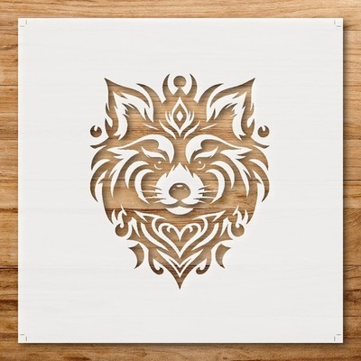 Red Panda Tribal Tattoo Abstract Line Art Stencil for DIY Crafts - StencilAir