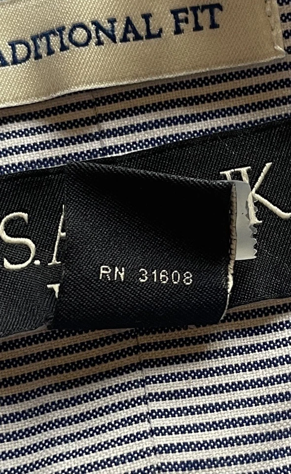 Jos. A. Camisa de Vestir Bank Traveler 17 34/35 Rayas 100% Algodón Ajuste Tradicional Foto 2 de 4