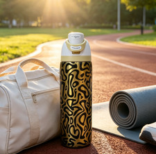 32oz Owala Gold Leopard Stainless Steel Insulated Water Bottle Sports Straw Cup