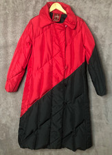 Vintage J. Gallery Duck Down Jacket Red Black sz L Quilted Puffer Long Full Coat