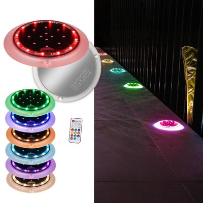 Solar Dock Lights, Color Changing 48 LEDs Super Bright Disc Driveway Light, O...