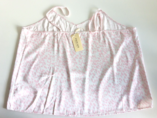 Camicia donna Ekouaer nuova con etichetta raso setoso rosa stampa animalier scollo a V regolabile XXL - Foto 3 di 6