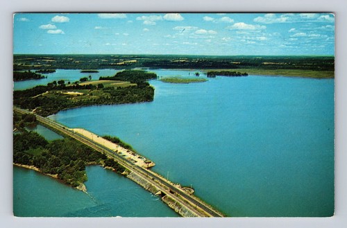 Linesville PA-Pennsylvania, Luftaufnahme des Überlaufs, Pymatuning Lake Vintage Postkarte