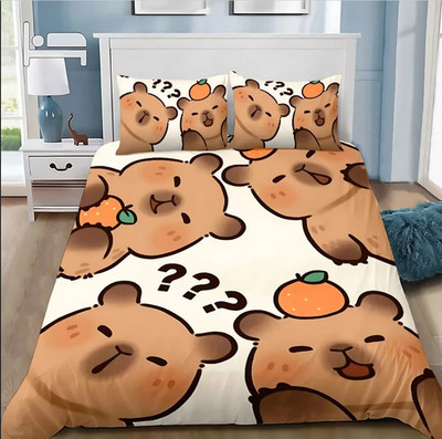 11. Kartoon des Capybaras Bettwäsche Set Bettdeckenbezug135x200 Kissenbezüge