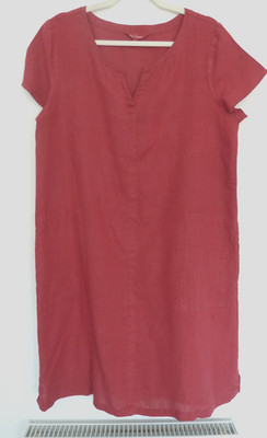 Seasalt Linen Dress 14 Red Okanum Pockets Excellent used Condition 100% Linen