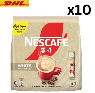 NESCAFE 3 in 1 WHITE Rich & Creamy Latte (32g x 15's) Instant Premix Coffee  x10