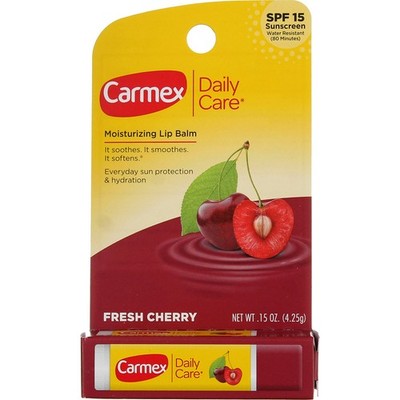 4 Pack Carmex Daily Care Moisturizing Lip Balm Stick, Fresh Cherry, SPF 15, 0...