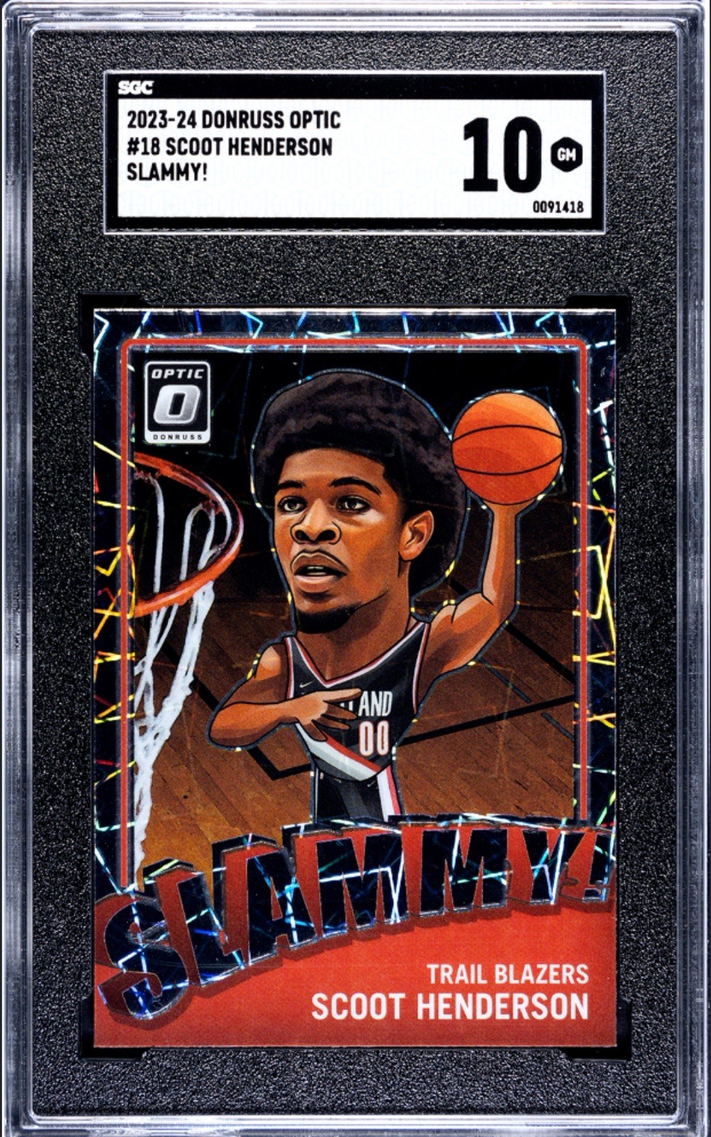 2023-24 Donruss Optic Scoot Henderson Slammy SGC 10 GEM MINT ROOKIE RC