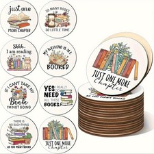 Book Coasters Set of 8 Wooden Coffee Coasters Gift for Book Lovers UK Shipping